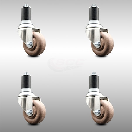 Service Caster 3.5 Inch 316SS High Temp Glass Filled Nylon 1-5/8 Inch Expanding Stem Caster Set SCC-SS316EX20S3514-GFNSHT-158-4